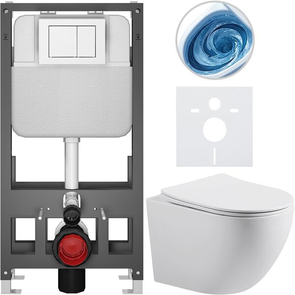 Kompletní WC set Basic/Cesso - bílá lesklá - WC tlačítko Maxio/Bílá - volně stojící - předstěnová instalace - 49x36 cm - 8050BD85987