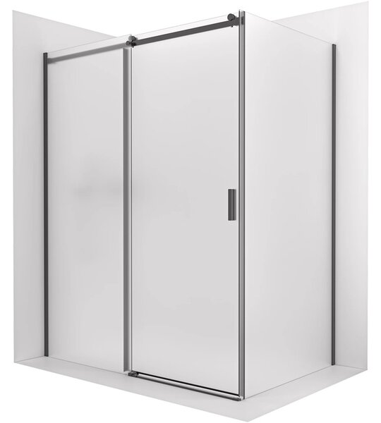 Sprchový kout Santoro - levá - 6 mm - černá matná, mléčné sklo - 100x70 cm - posuvný