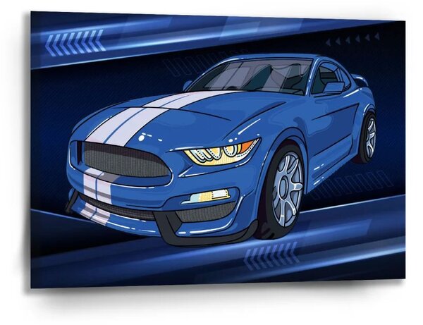 Sablio Obraz Mustang Modré pozadí s pruhy - 90x60 cm