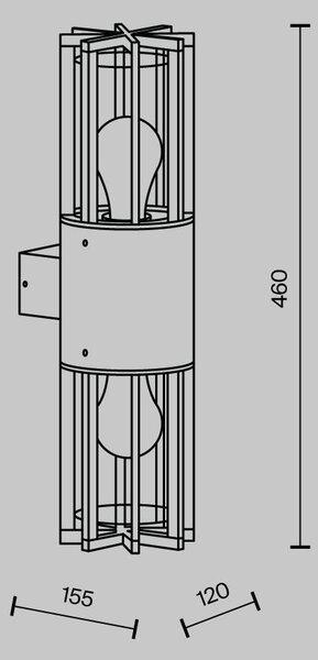 Maytoni Venkovní nástěnné svítidlo BARREL, 2xE27, v. 46 cm, IP54