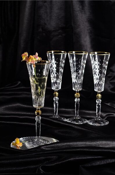 BOHEMIA PRESTIGE CONTE GOLD SKLENICE NA ŠAMPAŇSKÉ 170ML SADA 6 KS