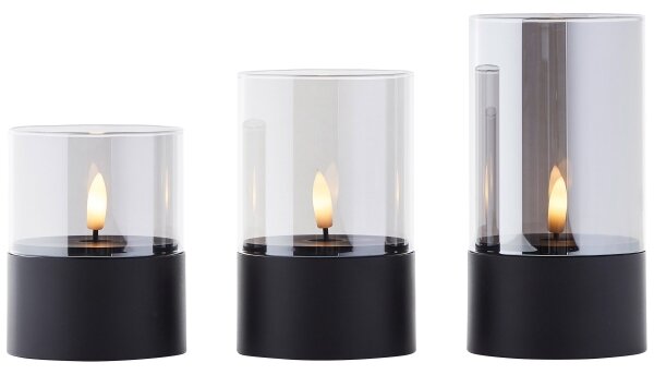 Brilliant - SADA 3x LED Svíčka BOUGIE LED/2xAA IP44 černá/kouřová