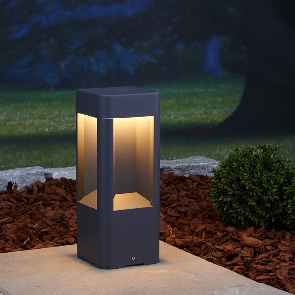 Lucande LED podstavné svítidlo Annika, antracit, kov, 30 cm, Černá, Hliník, Moderní