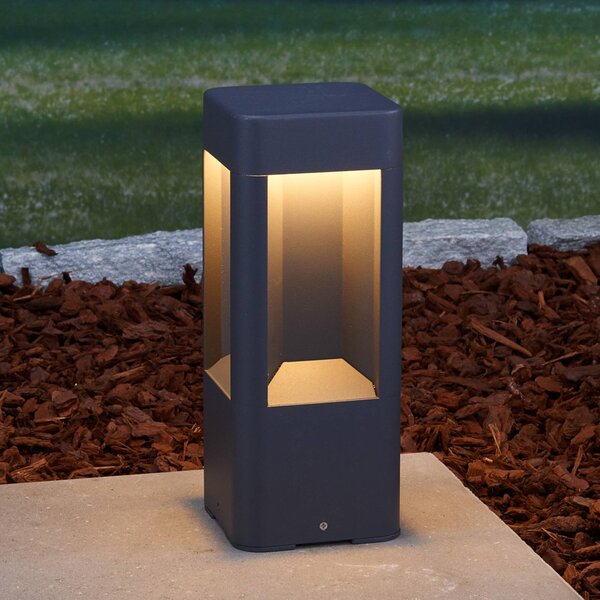 Lucande LED podstavné svítidlo Annika, antracit, kov, 30 cm, Černá, Hliník, Moderní