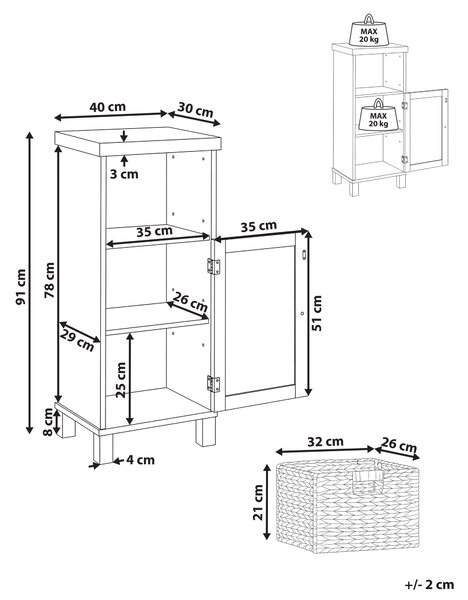 Skříňka do koupelny PACLLON 40 cm Bílá