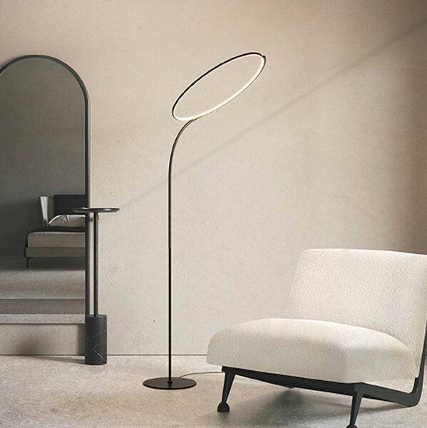 Kdln LED stojací lampa Poise, černá, výška 196 cm, stmívač, stmívatelný, Černá, Obývací pokoj / jídelna, kov, Design