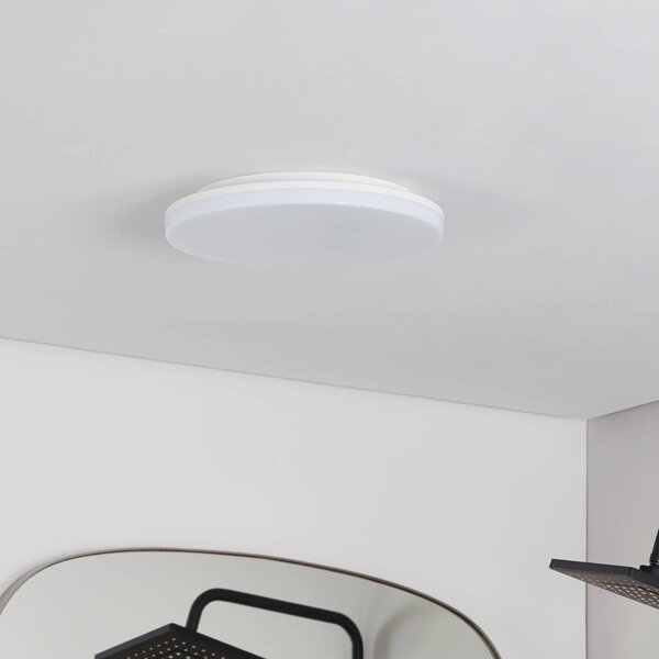 PRIOS Stropní svítidlo Prios LED Artin, Ø 33 cm, bílé, IP65, Bílá / opál, Koupelna, Plast, Moderní