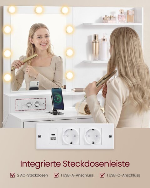 Toaletní stolek se zrcadlem a LED osvětlením RDT140WB01