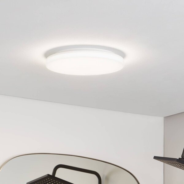 PRIOS Stropní svítidlo Prios LED Artin, Ø 33 cm, bílé, IP65, Bílá / opál, Koupelna, Plast, Moderní