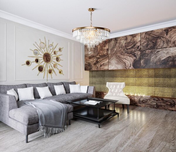 Maytoni Závěsné křišťálové svítidlo REVERO, 12xE14, Ø 70 cm