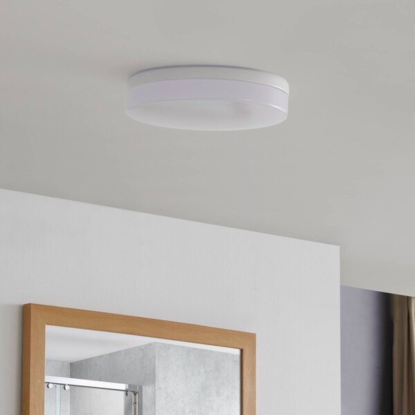 PRIOS Prios Wynion LED stropní svítidlo DIP switch 30cm, stmívatelný, Bílá / opál, Koupelna, Plast, Moderní