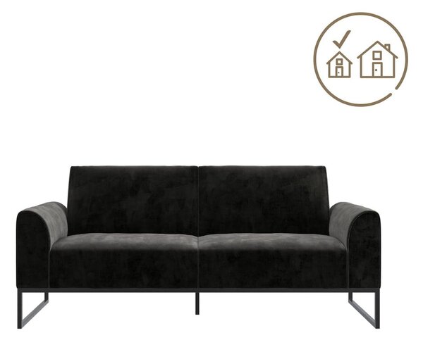 Černá sametová polohovací/rozkládací pohovka 217 cm Adley – Støraa