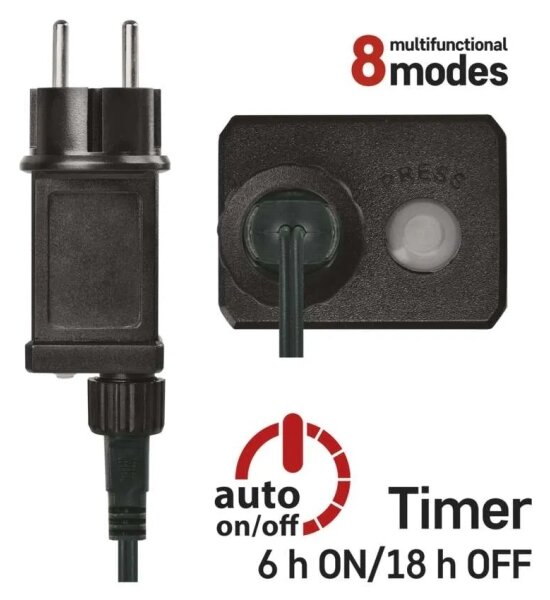 LED řetěz 80xLED/230V/8 funkcí 13m IP44 teplá bílá
