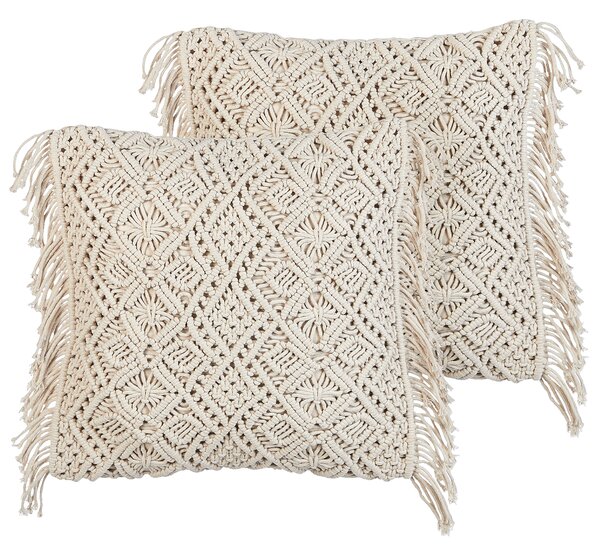 Sada 2 dekorativních polštářů PATTAN Bavlna 45 x 45 cm Béžová Geometrický vzor