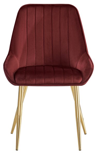 Jídelní židle LUXURY - látka Velvet, zlatý chrom / bordó