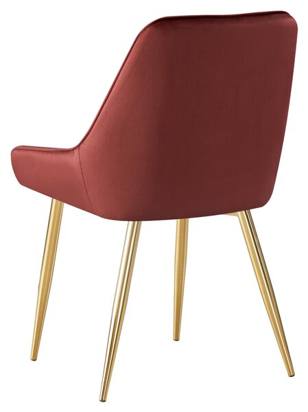Jídelní židle LUXURY - látka Velvet, zlatý chrom / bordó