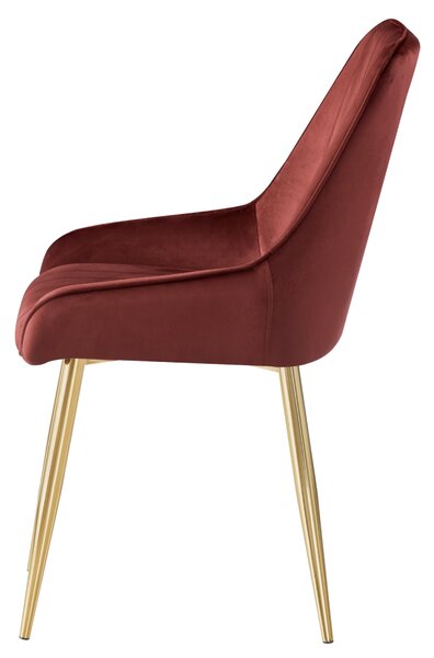 Jídelní židle LUXURY - látka Velvet, zlatý chrom / bordó