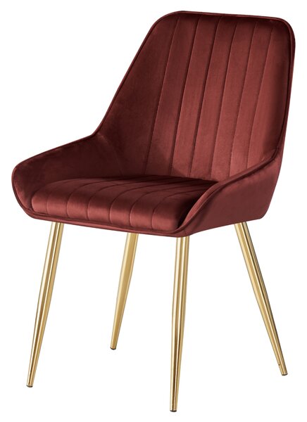Jídelní židle LUXURY - látka Velvet, zlatý chrom / bordó