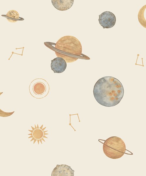 Dětská vliesová tapeta na zeď, krémová, vesmír, LD3519, Little Dreamers, Grandeco