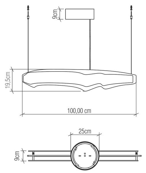ZÁVĚSNÉ LED SVÍTIDLO, 46 W, 100/9/100 cm Elstead Lighting - Online Only svítidla, Online Only