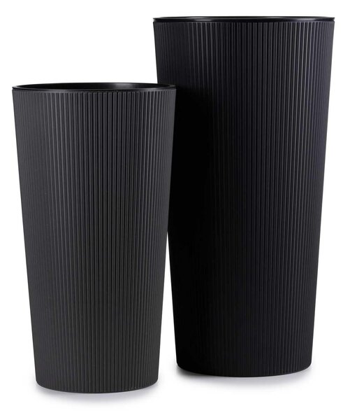 PLASTOVÝ KVĚTINÁČ URBANIKA ECO SADA 2KS 57X30 CM+46,6X25,5 CM ČERNÁ
