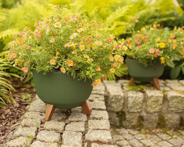 PLASTOVÝ KVĚTINÁČ ROSA LINEA ECO SADA 2KS 15X24,3 CM+18,3X29,2 CM ZELENÁ