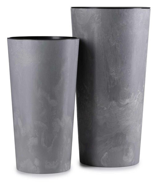PLASTOVÝ KVĚTINÁČ URBANIKA SADA 2KS 57X30 CM+46,6X25,5 CM IMITACE BETONU ŠEDÁ