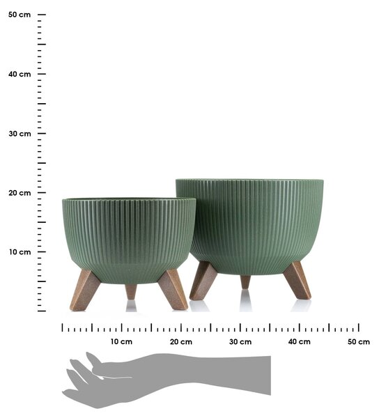 PLASTOVÝ KVĚTINÁČ ROSA LINEA ECO SADA 2KS 15X24,3 CM+18,3X29,2 CM ZELENÁ