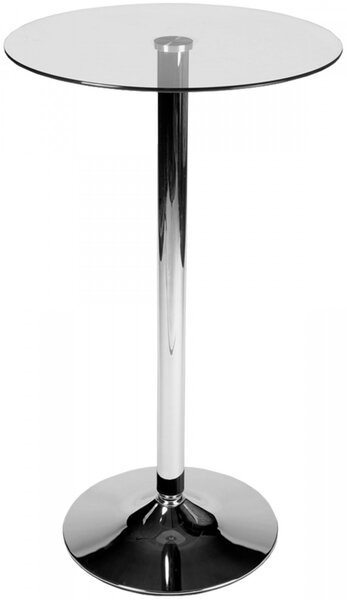 Skleněný barový stůl / podnož kulatá 105 cm, sklo čiré průměr 60cm