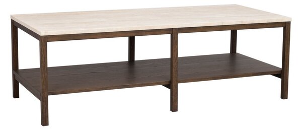 Hnědo-béžový konferenční stolek s deskou z kamene 140x60 cm Orwel - Rowico