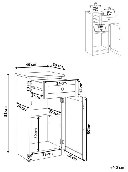 Skříňka do koupelny ATJONI 40 cm Šedá
