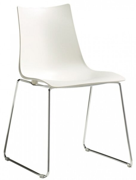 SCAB - Židle ZEBRA TECHNOPOLYMER s ližinovou podnoží - bílá/chrom