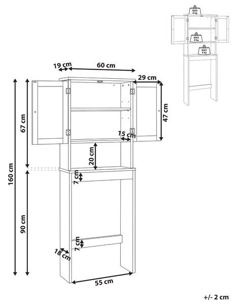 Skříňka do koupelny ATJONI 60 cm Šedá