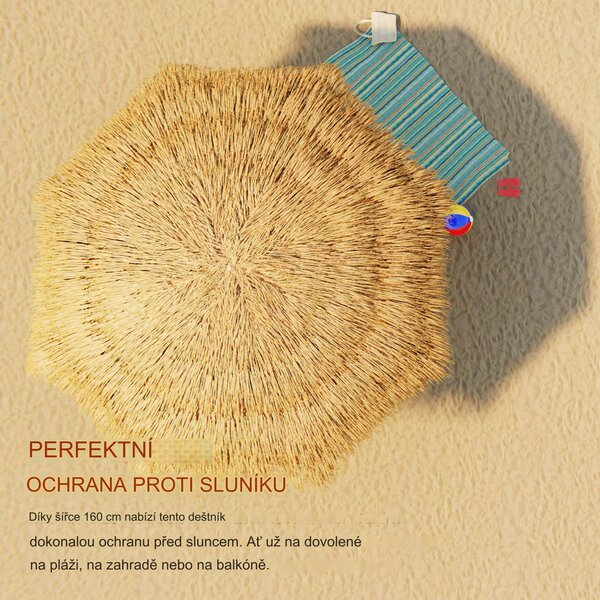 Deuba Slunečník Hawaii Ø160 cm - přírodní