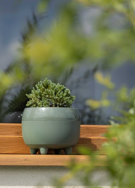 PLASTOVÝ KVĚTINÁČ BOTANICE SADA 2KS 30X24 CM+23X18,5 CM ZELENÁ