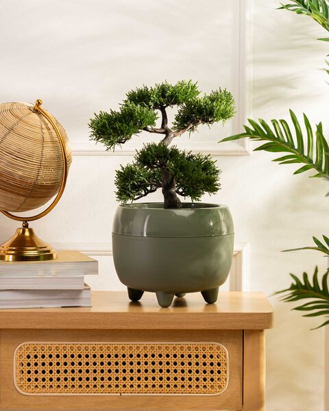 PLASTOVÝ KVĚTINÁČ BOTANICE SADA 2KS 30X24 CM+23X18,5 CM ZELENÁ