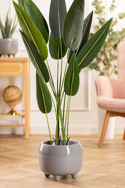 PLASTOVÝ KVĚTINÁČ BOTANICE SADA 2KS 30X24 CM+23X18,5 CM ŠEDÁ
