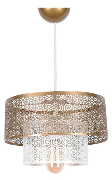 Závěsné svítidlo v bílo-zlaté barvě s kovovým stínidlem ø 26,5 cm – Opviq lights