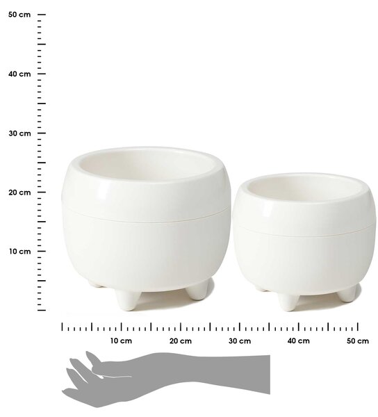 PLASTOVÝ KVĚTINÁČ BOTANICE SADA 2KS 30X24 CM+23X18,5 CM KRÉMOVÁ
