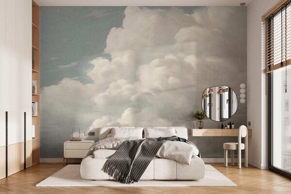 Fototapety Perleťová mlha s jemnými krémovými mraky, které se vznášejí po klidné obloze, Fototapety obloha, w05855 : uwalls.cz