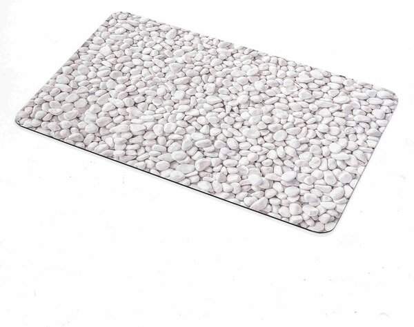 Bílo-šedá gumová koupelnová předložka 50x80 cm Leandra – douceur d'intérieur