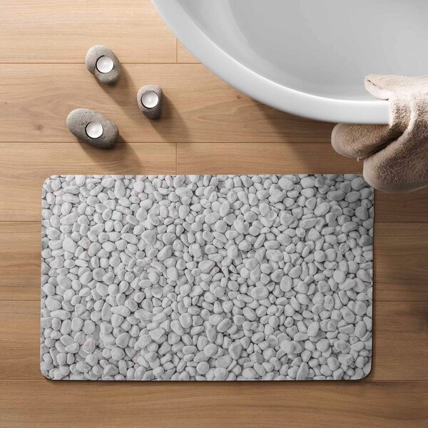 Bílo-šedá gumová koupelnová předložka 50x80 cm Leandra – douceur d'intérieur