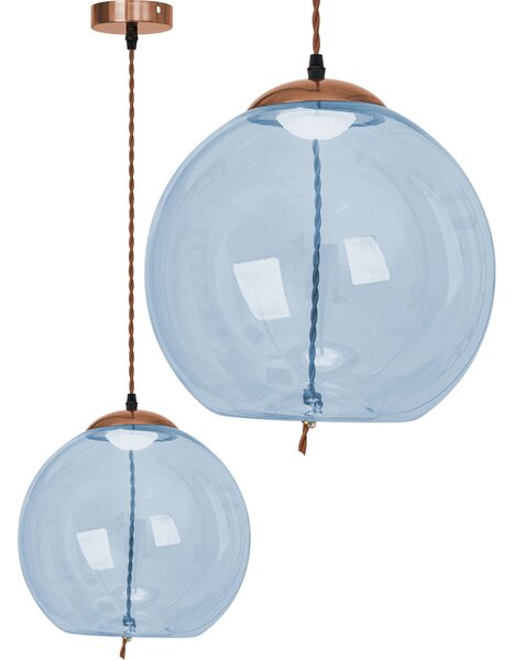Toolight Toolight, LED skleněné stropní závěsné svítidlo APP445-CP, modrá, OSW-00576