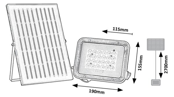 Rabalux 98077141 LED solární venkovní nástěnné svítidlo Melk | 7W integrovaný LED zdroj | 1000lm | 3000+4000+6500K