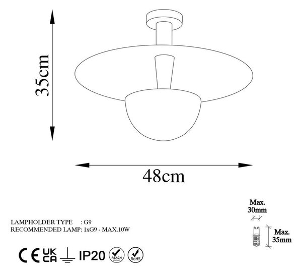Stropní svítidlo v měděné barvě s kovovým stínidlem ø 48 cm Kurt – Opviq lights