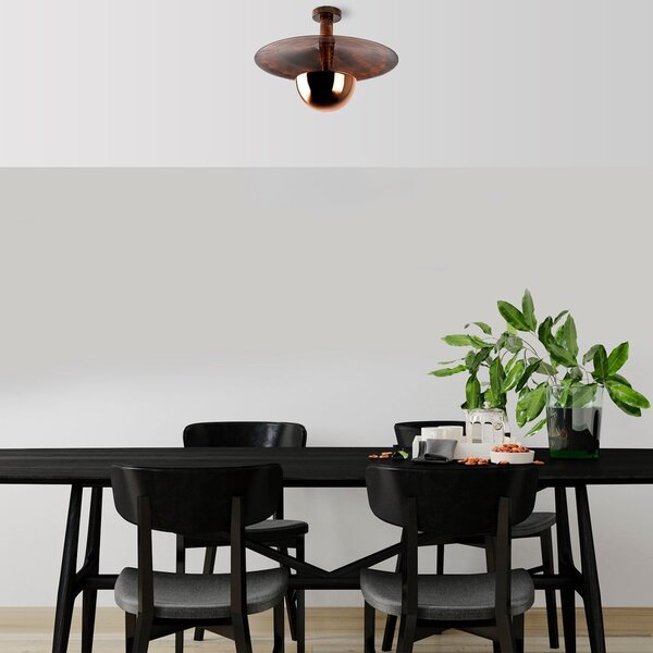 Stropní svítidlo v měděné barvě s kovovým stínidlem ø 48 cm Kurt – Opviq lights
