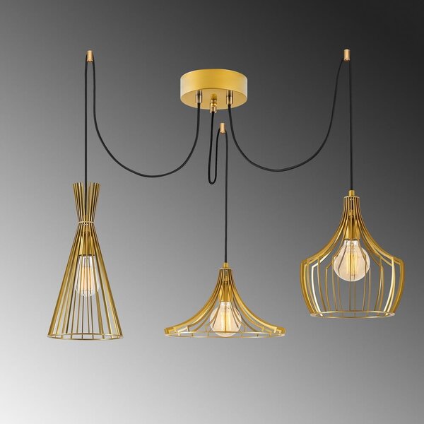 Závěsné svítidlo ve zlaté barvě s kovovým stínidlem Mezopotamya – Opviq lights