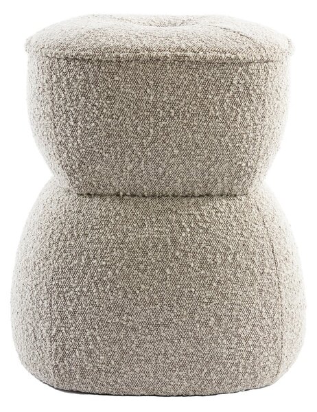 Béžový taburet z textilie bouclé Leyla – Light & Living