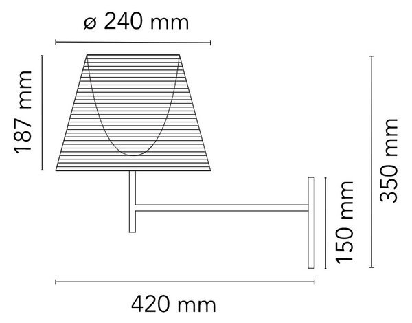 Flos F6307000 KTribe W, designové nástěnná lampa se stmívačem, 1x70W E27, čirá, výška 35cm