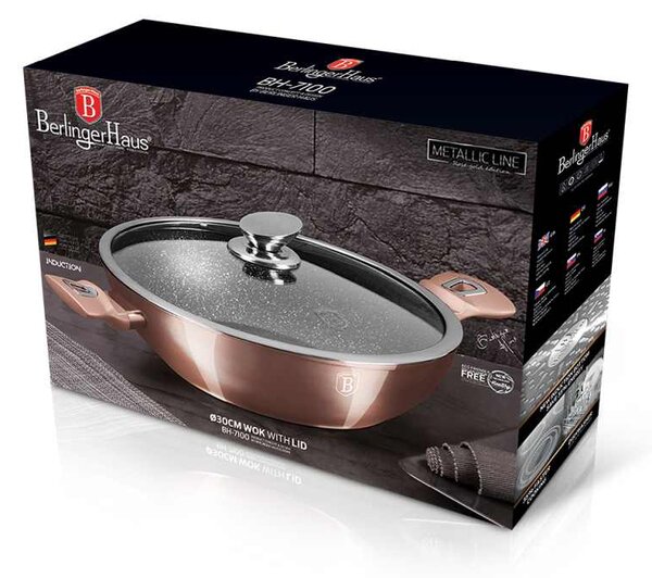 Pánev WOK s mramorovým povrchem 30 cm Rosegold Metallic Line